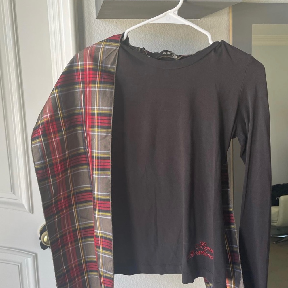 Moschino Top with Tartan Shoulder Wrap